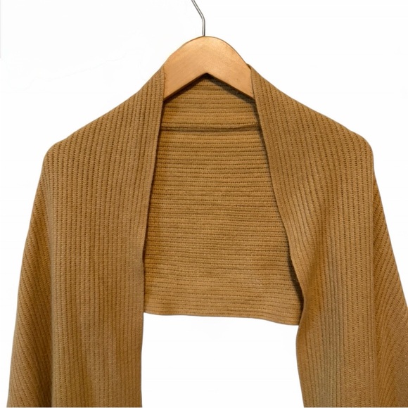Tan Ribbed Knit Scarf / Wrap - Picture 3 of 5